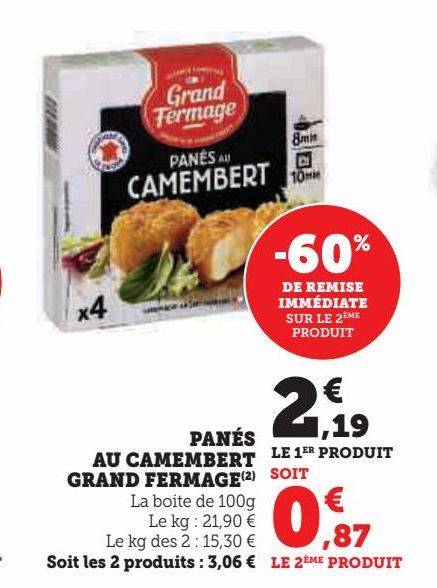 Panés au camembert Grand Fermage