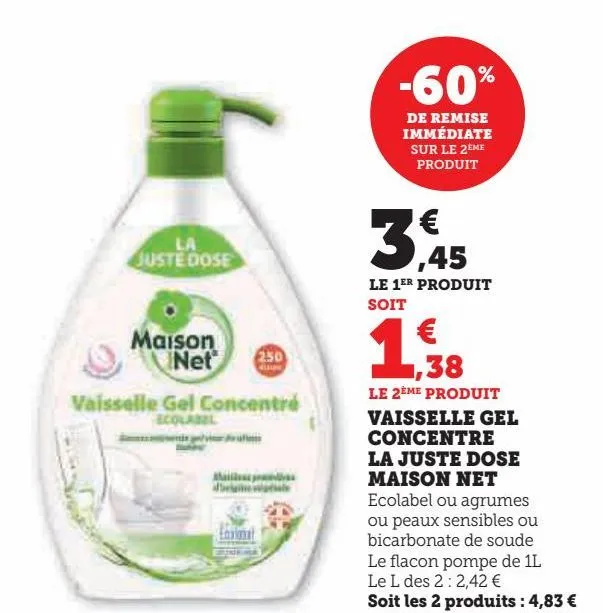 vaisselle gel concentre ka juse dose maison net