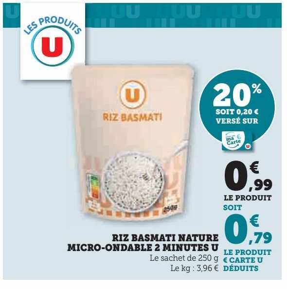 riz basmati nature micro-ondable 2 minutes U