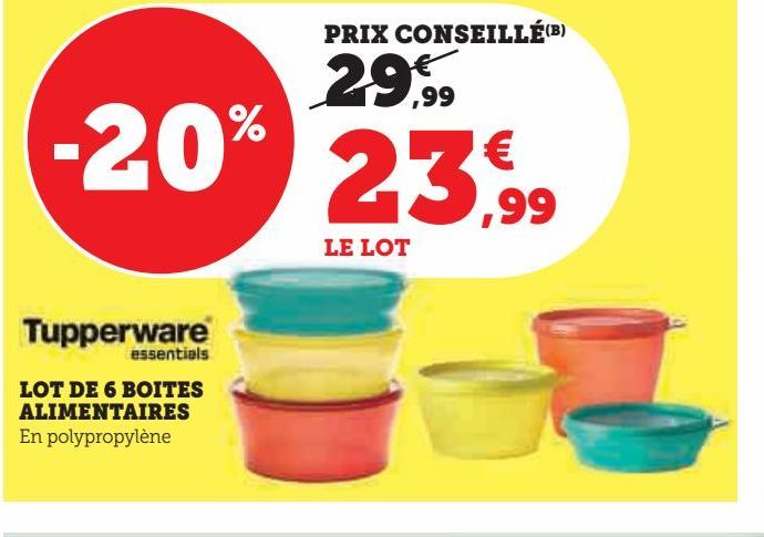 lot de 6 boîtes alimentaires