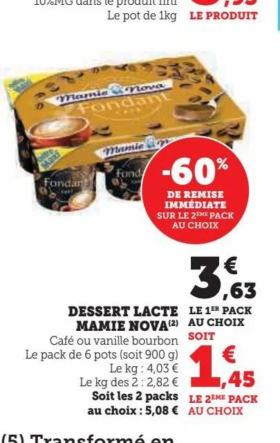 desserts lacte mamie nova