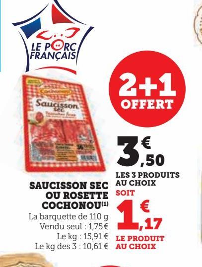 Saucisson sec ou rosette Cochonou