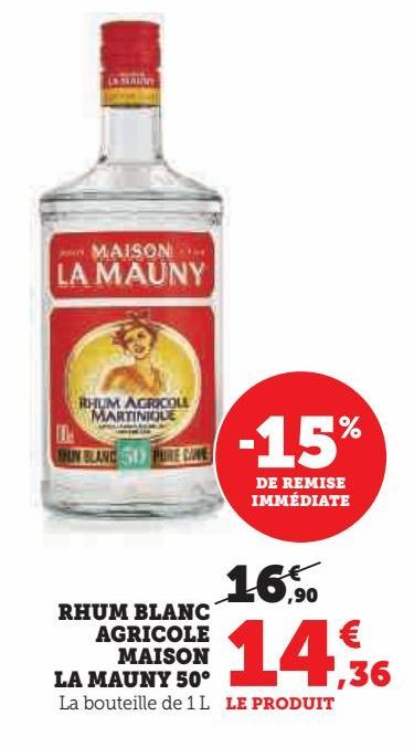 rhum blanc agricole Maison La Mauny 50°