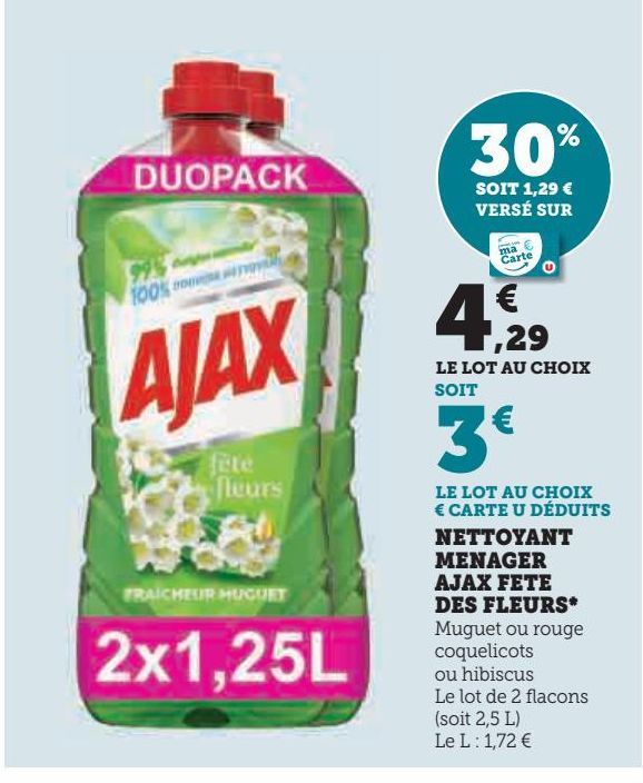 NETTOYANT MENAGER AJAX FETE DES FLEURS