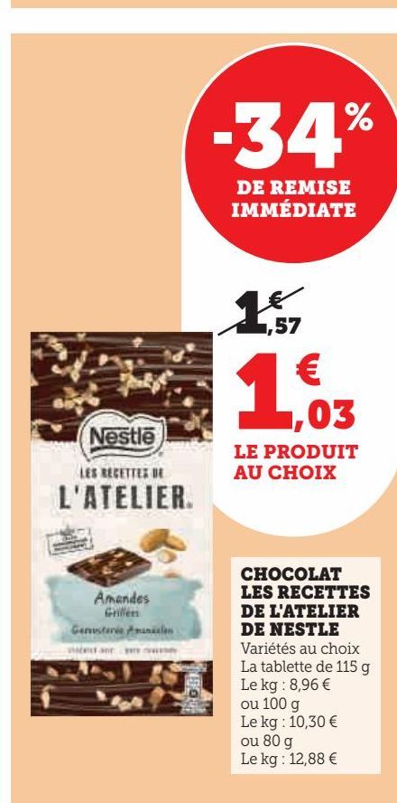 chocolats les recettes de l'atelier de Nestlé