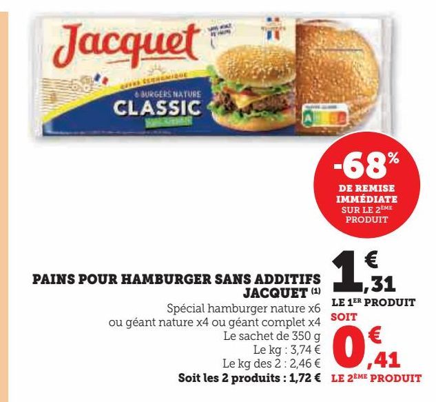 Pain pour hamburger sans additifs Jacquet