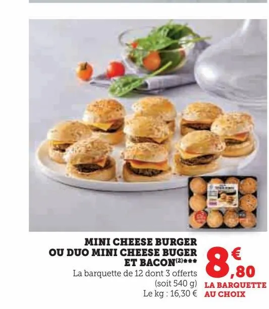 mini cheese  burger ou  duo mini  burger cheese  et bacon ****