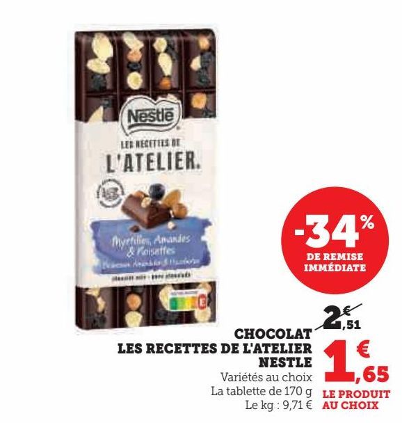 CHOCOLAT  LES RECETTES DE L'ATELIER NESTLE