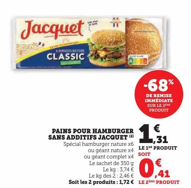 pains pour hamburger sans additifs jacquet
