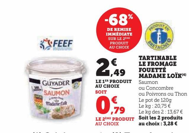 TARTINABLE LE FROMAGE FOUETTÉ MADAME LOÏK