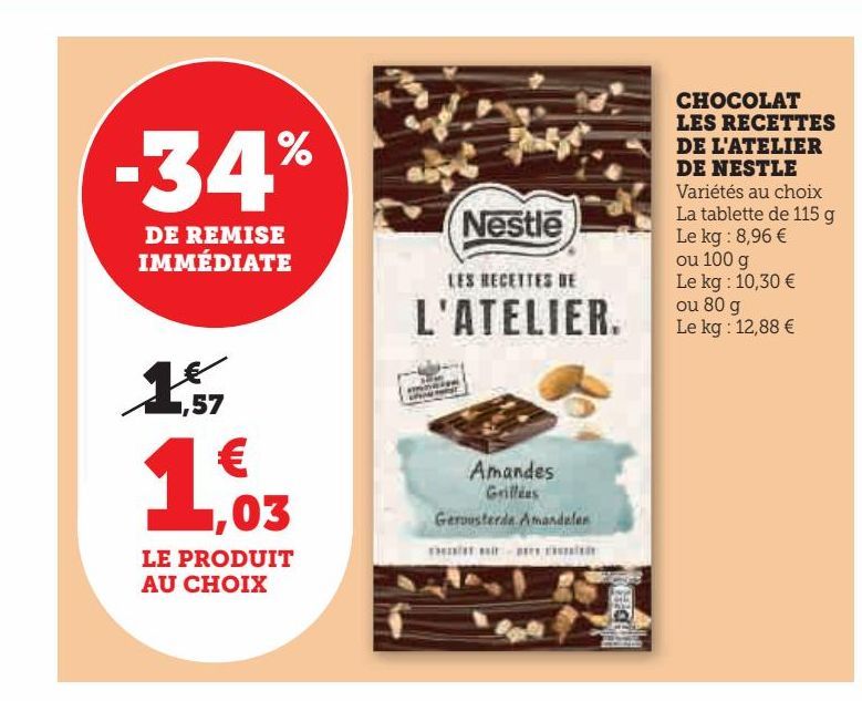 CHOCOLAT LES RECETTES  DE L'ATELIER DE NESTLE