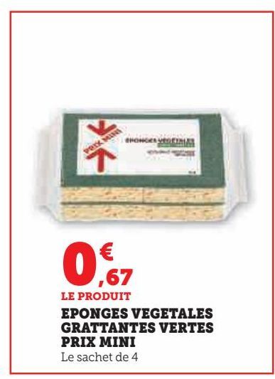 EPONGES VEGETALES  GRATTANTES VERTES  PRIX MINI