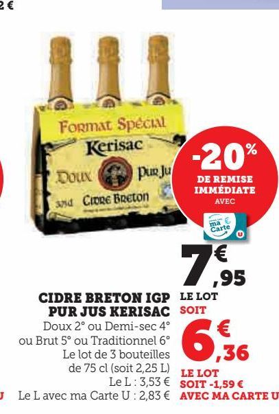 CIDRE BRETON IGP PUR JUS KERISAC