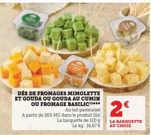 DÉS DE FROMAGE AU LAIT  PASTEURISÉ