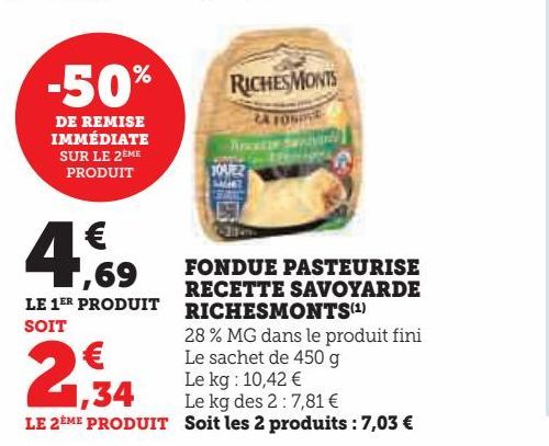 FONDUE PASTEURISE  RECETTE SAVOYARDE  RICHESMONTS