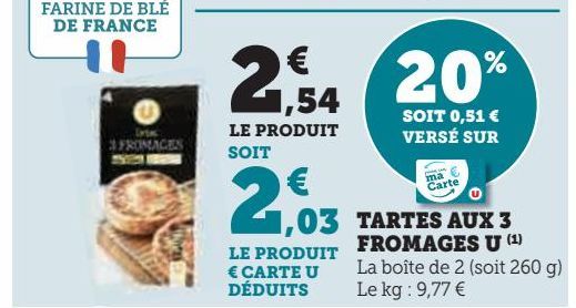 TARTES AUX  3 FROMAGES U