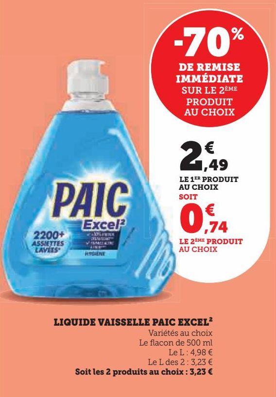 LIQUIDE VAISSELLE PAIC EXCEL