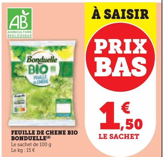 FEUILLE DE  CHENE BIO  BONDUELLE