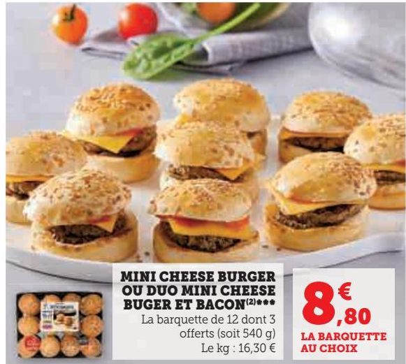 MINI CHEESE BURGER  OU DUO MINI BURGER  CHEESE ET BACON