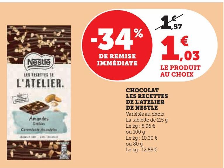 CHOCOLAT  LES RECETTES  DE L'ATELIER  DE NESTLE