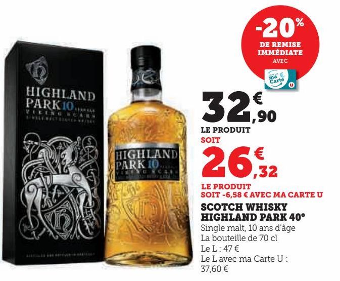 SCOTCH WHISKY  HIGHLAND PARK 40°