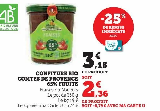 confiture bio  comtes de provence  65% fruits