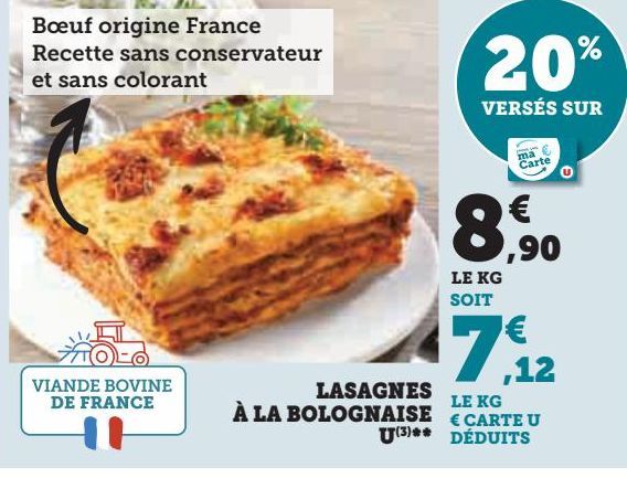 LASAGNES À LA  BOLOGNAISE U