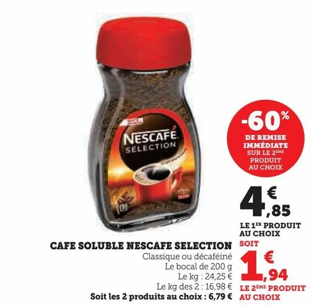 cafe soluble  nescafe  selection