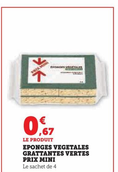 EPONGES VEGETALES  GRATTANTES VERTES  PRIX MINI