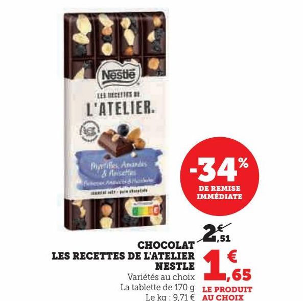 CHOCOLAT  LES RECETTES DE L'ATELIER  NESTLE