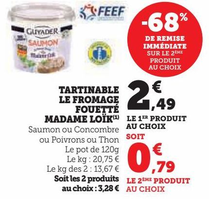 tartinable le fromage fouetté madame Loik