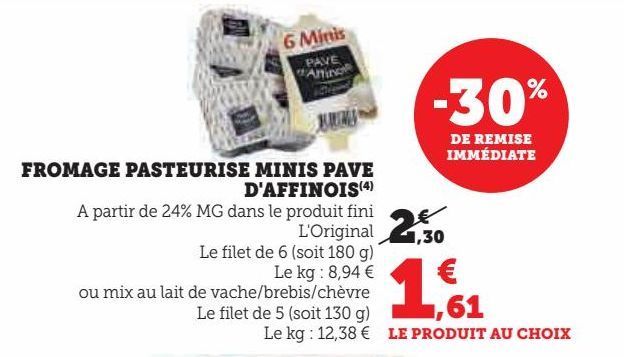 fromage pasteurise mini pavé d'affinois