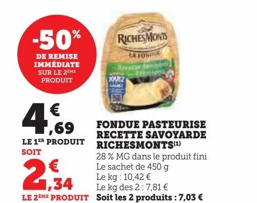 fondue pasteurise recette savoyarde richesmonts