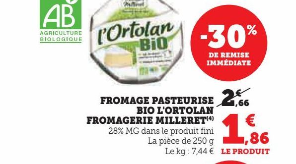 fromage pasteurise bio l'ortolan fromagerie milleret