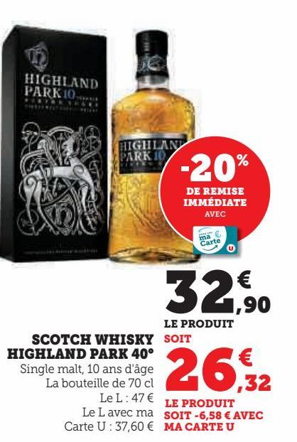 SCOTCH WHISKY HIGHLAND PARK 40°