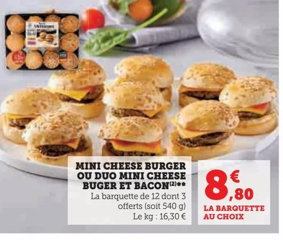 mini cheese burger ou duo mini cheese buger et bacon