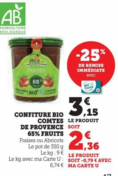 confiture bio comtes de provence 65% fruits