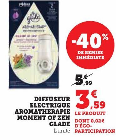 diffuseDIFFUSEUR ELECTRIQUE AROMATHERAPIE MOMENT OF ZEN GLADEr