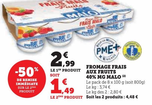 FROMAGE FRAIS AUX FRUITS 40% MG MALO 