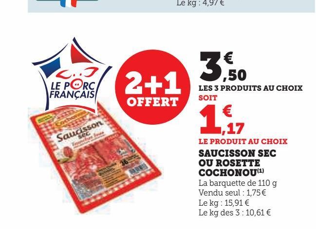 SAUCISSON SEC OU ROSETTE COCHONOU