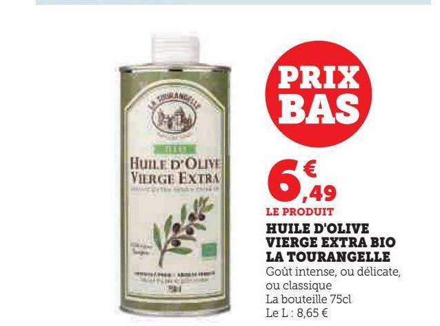 HUILE D'OLIVE VIERGE EXTRA BIO LA TOURANGELLE