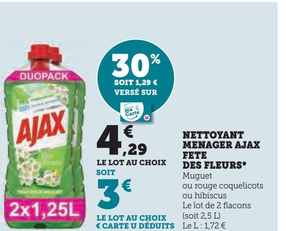 NETTOYANT  MENAGER AJAX  FETE  DES FLEURS