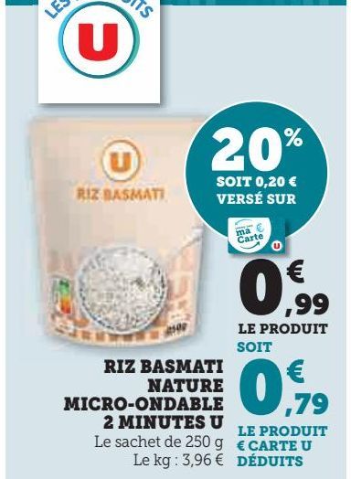 RIZ BASMATI  NATURE  MICROONDABLE  2 MINUTES U