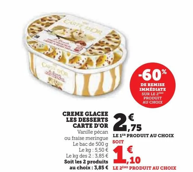 creme glacee  les desserts  carte d'or