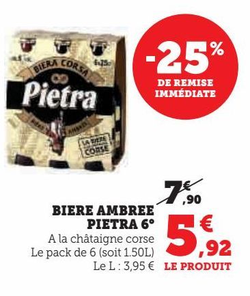 BIERE AMBREE  PIETRA 6°