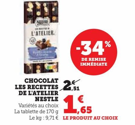 CHOCOLAT  LES RECETTES  DE L'ATELIER  NESTLE
