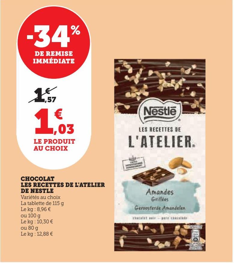 CHOCOLAT  LES RECETTES DE L'ATELIER  DE NESTLE