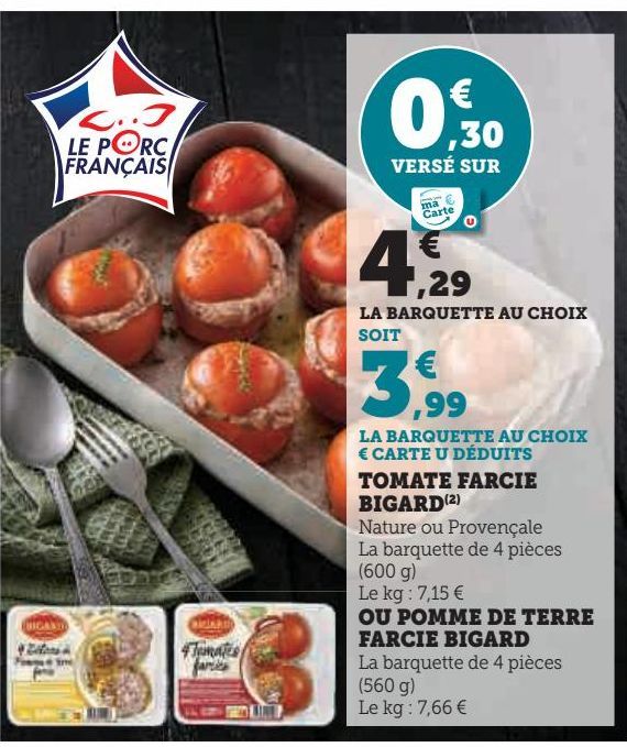 TOMATE FARCIE  BIGARD OU POMME DE TERRE  FARCIE BIGARD