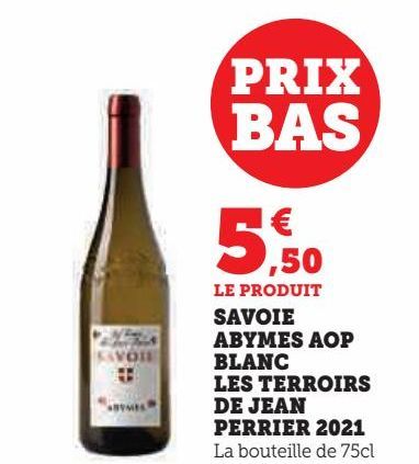 SAVOIE  ABYMES AOP  BLANC  LES TERROIRS  DE JEAN  PERRIER 2021