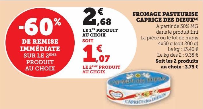 FROMAGE PASTEURISE  CAPRICE DES DIEUX